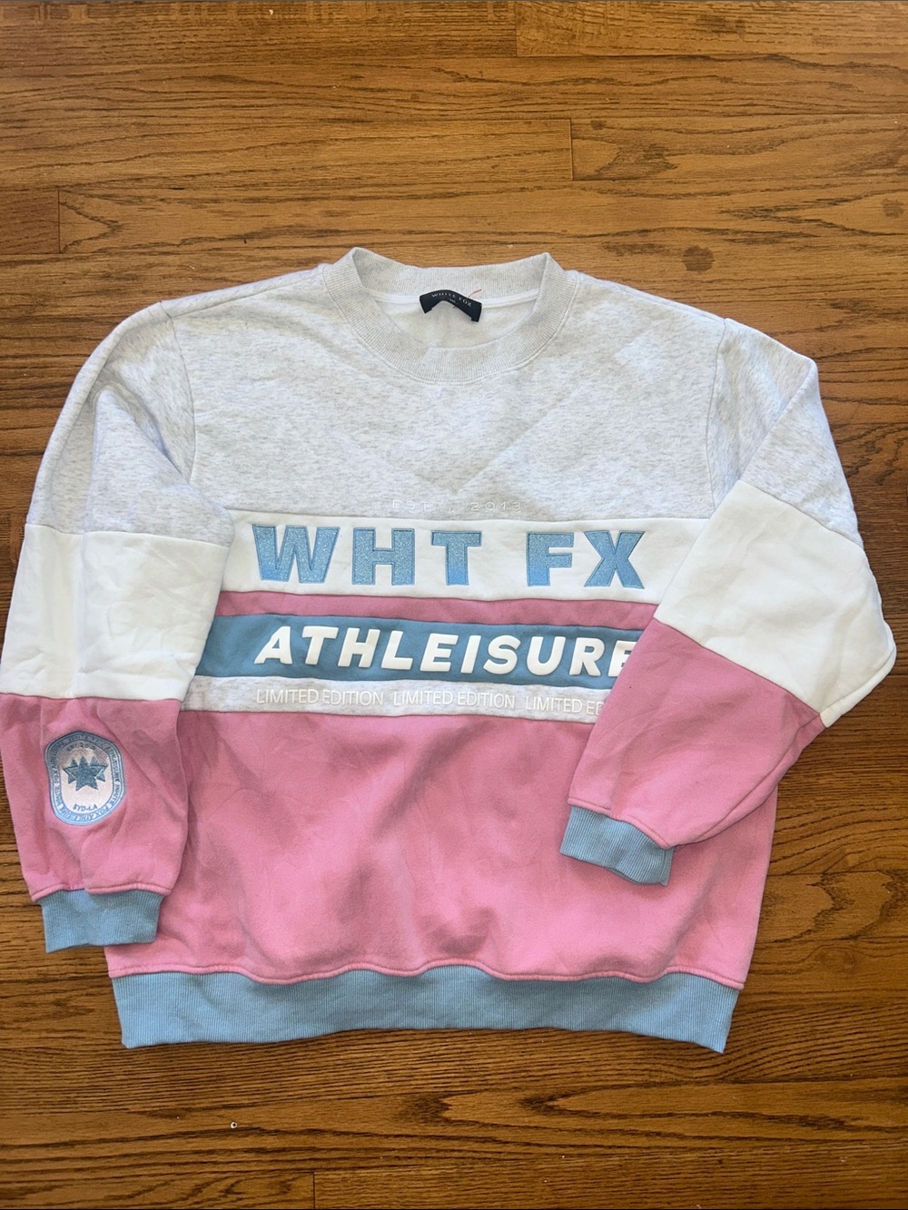 White Fox Boutique Colorblock Crewneck Sweatshirt - Pink/Blue/White